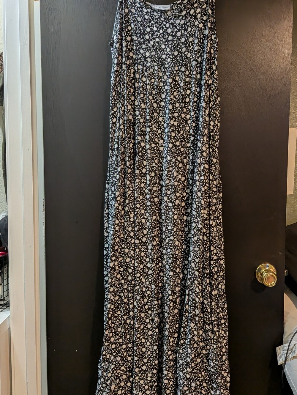 Carly Jean Los Angeles Black and White Floral Maxi Dress